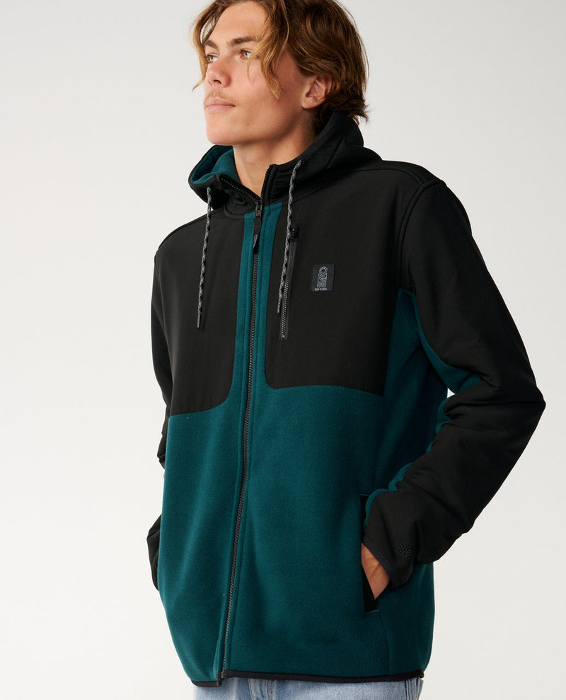 Load image into Gallery viewer, Rip Curl Men's Search Series Panelled Zip Through Fleece Blue Green 09VMFL-76
