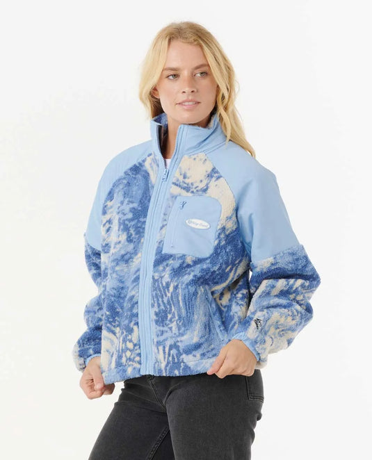 Rip Curl Women's Oceanic Anti-Series Zip Through Polar Fleece Blue 0AAWFL-0070