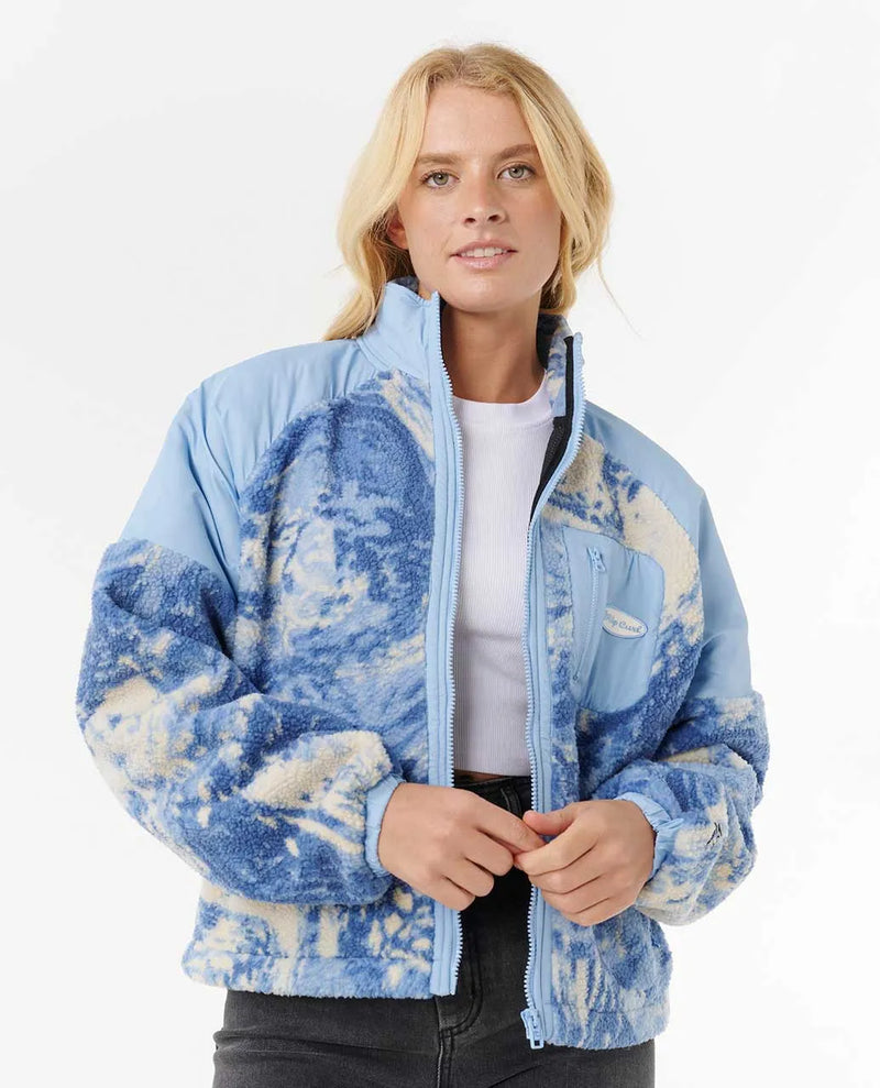 Load image into Gallery viewer, Rip Curl Women&#39;s Oceanic Anti-Series Zip Through Polar Fleece Blue 0AAWFL-0070
