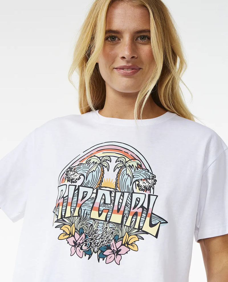 Load image into Gallery viewer, Rip Curl Women&#39;s Block Party Crop T-Shirt White 0B8WTE-1000
