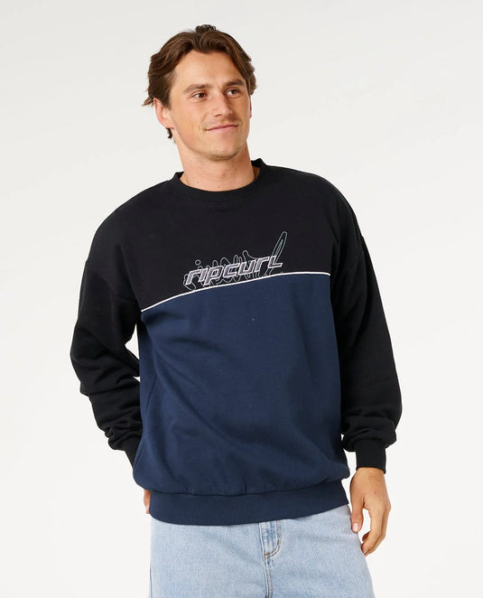 Rip Curl Men's Panel Beater Crew Fleece Black 0BFMFL-0090