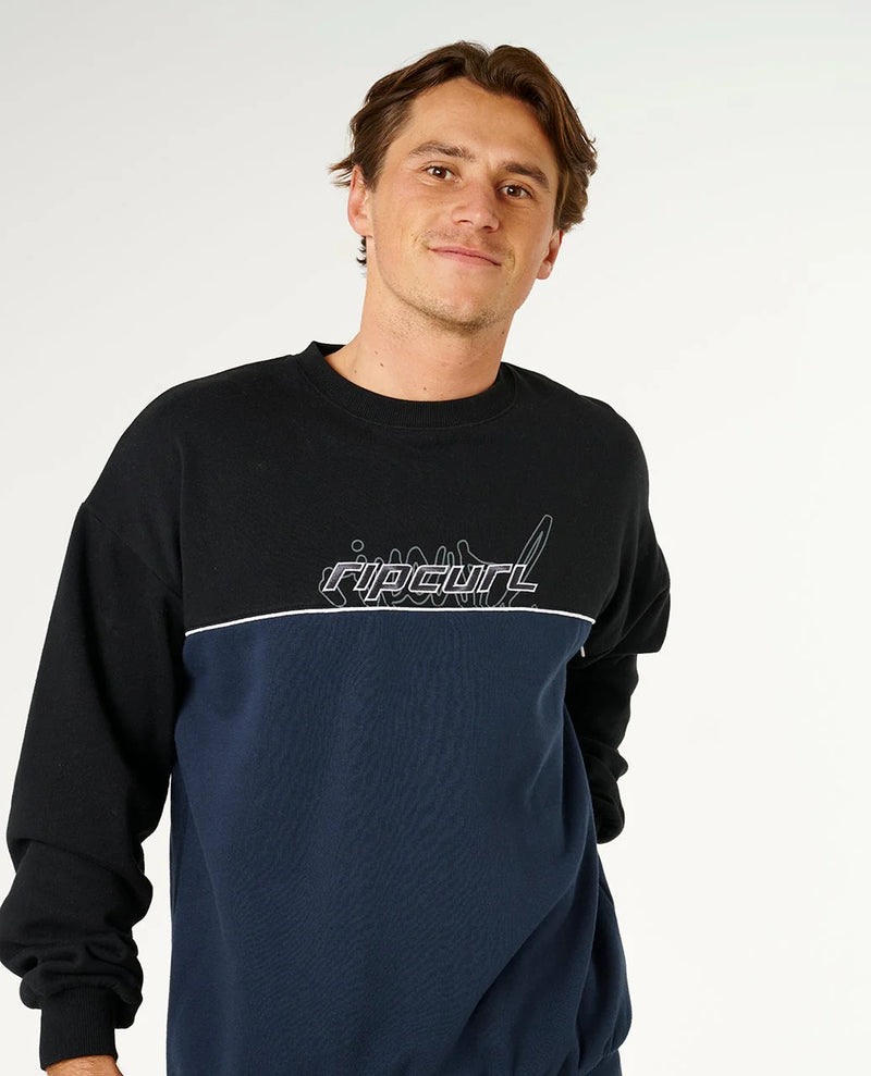 Load image into Gallery viewer, Rip Curl Men's Panel Beater Crew Fleece Black 0BFMFL-0090
