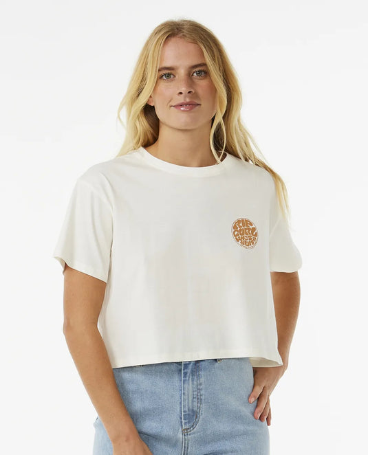 Rip Curl Women's Wettie Icon Crop T-Shirt Bone 0BZWTE-3021