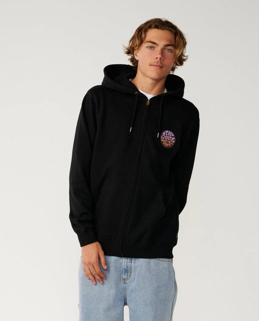Rip Curl Men's Wettie Passage Icon Zip Thru Hoodie Black 0C7MFL-0090