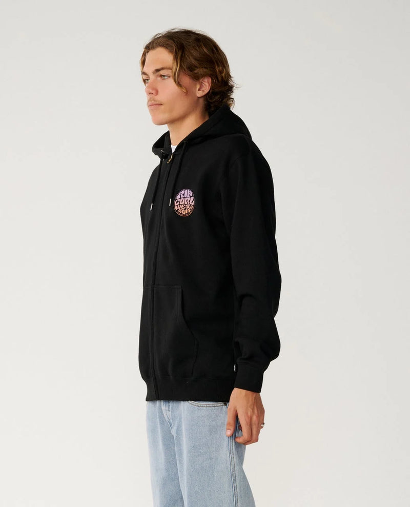 Load image into Gallery viewer, Rip Curl Men's Wettie Passage Icon Zip Thru Hoodie Black 0C7MFL-0090
