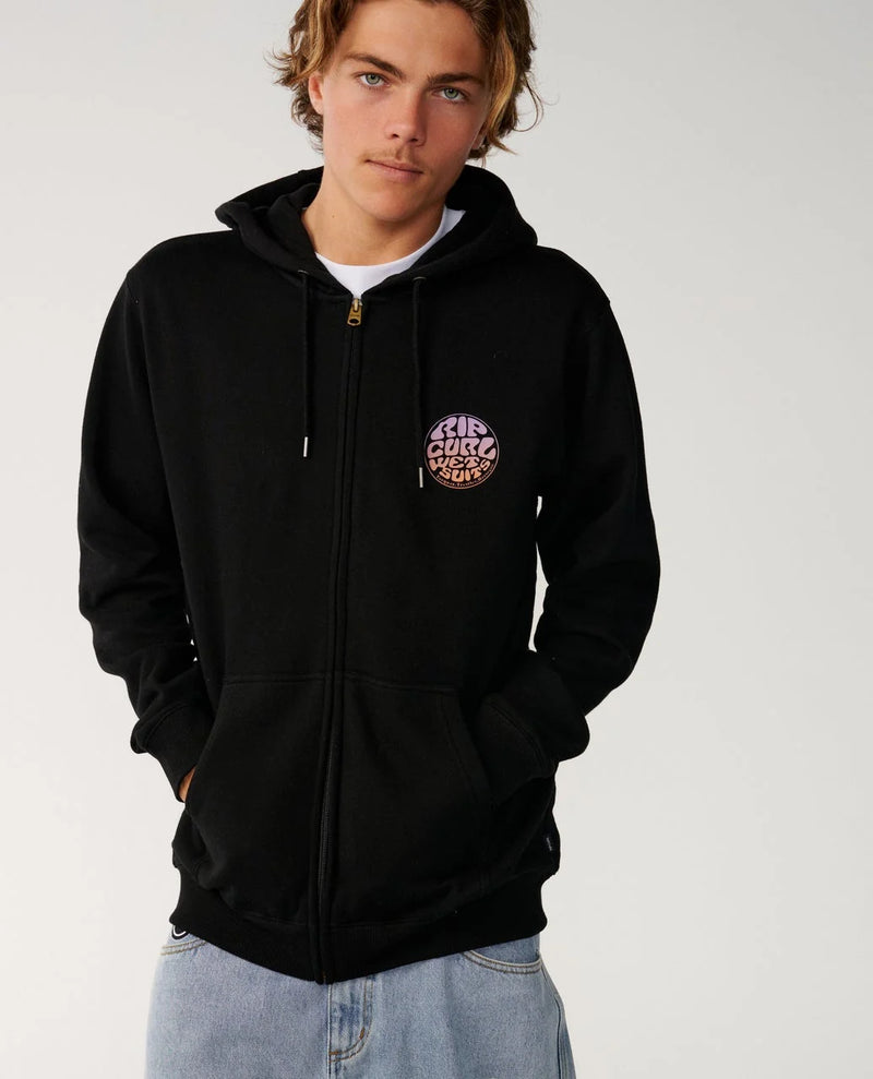 Load image into Gallery viewer, Rip Curl Men's Wettie Passage Icon Zip Thru Hoodie Black 0C7MFL-0090
