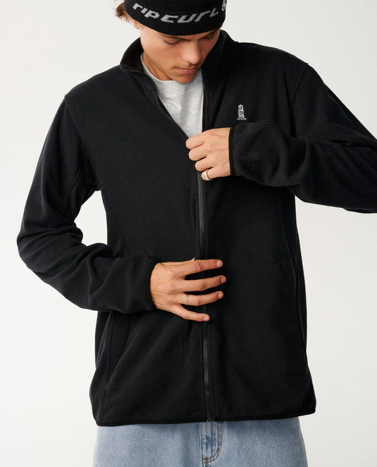 Rip Curl Men's Search Series Polar Zip Thru Crew Fleece Black 0CBMFL-0090