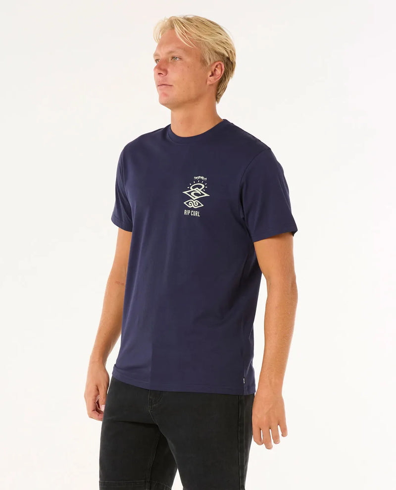 Load image into Gallery viewer, Rip Curl Men&#39;s Search Icon T-Shirt Navy/Grey 0CBMTE-0214

