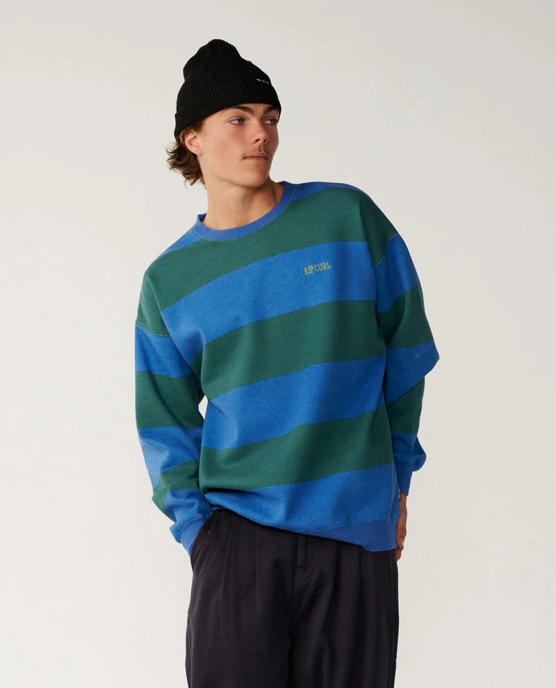 Load image into Gallery viewer, Rip Curl Men's Disorder Stripe Crew Sweater Riverside 0CFMFL-9529
