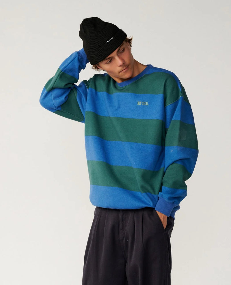Load image into Gallery viewer, Rip Curl Men's Disorder Stripe Crew Sweater Riverside 0CFMFL-9529

