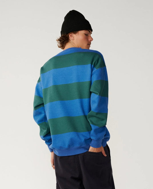 Rip Curl Men's Disorder Stripe Crew Sweater Riverside 0CFMFL-9529