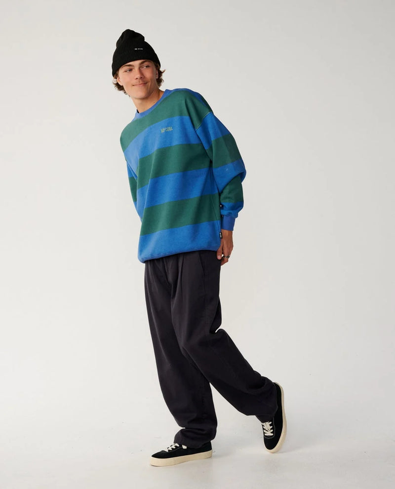 Load image into Gallery viewer, Rip Curl Men's Disorder Stripe Crew Sweater Riverside 0CFMFL-9529
