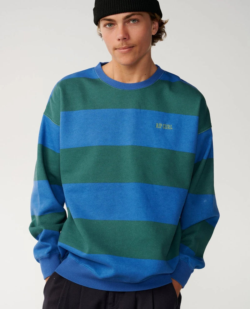 Load image into Gallery viewer, Rip Curl Men's Disorder Stripe Crew Sweater Riverside 0CFMFL-9529
