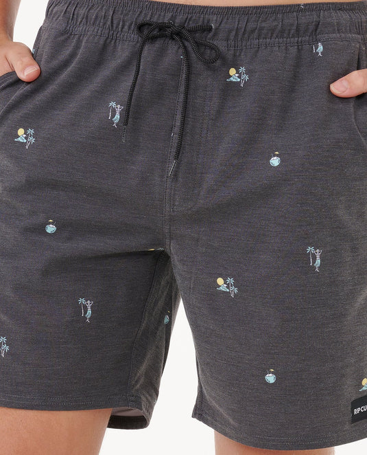 Rip Curl Men's Skelly Breach Volley Boardshorts Black 0CZMBO_0090