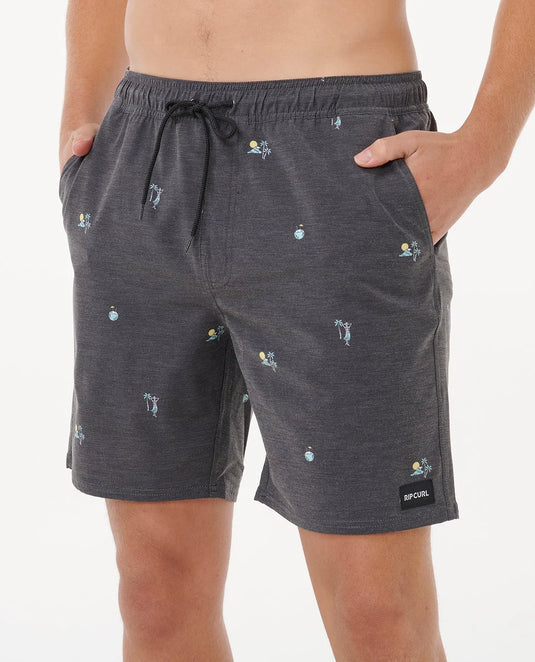 Rip Curl Men's Skelly Breach Volley Boardshorts Black 0CZMBO_0090