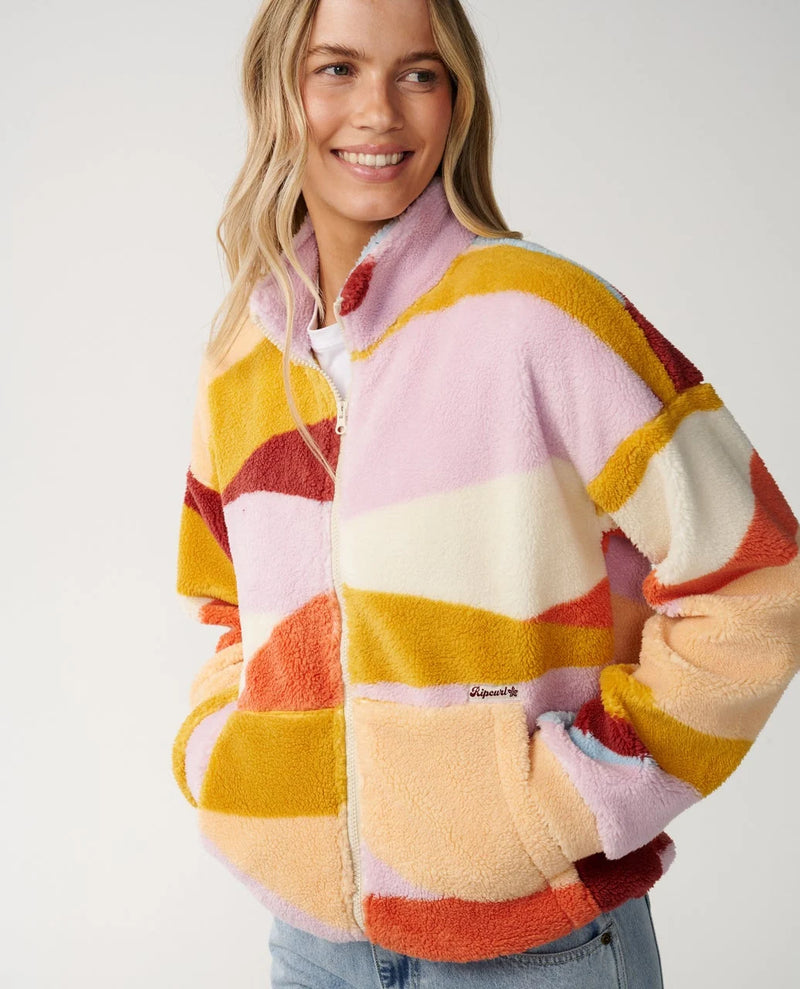 Load image into Gallery viewer, Rip Curl Women's Retro Swell Standard Zip Through Polar Fleece Multi 0D7WFL-8817

