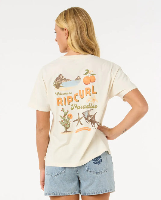 Rip Curl Women's Cala Vadella Relaxed T-Shirt Bone 0FKWTE-3021