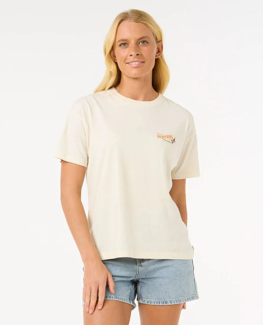 Rip Curl Women's Cala Vadella Relaxed T-Shirt Bone 0FKWTE-3021