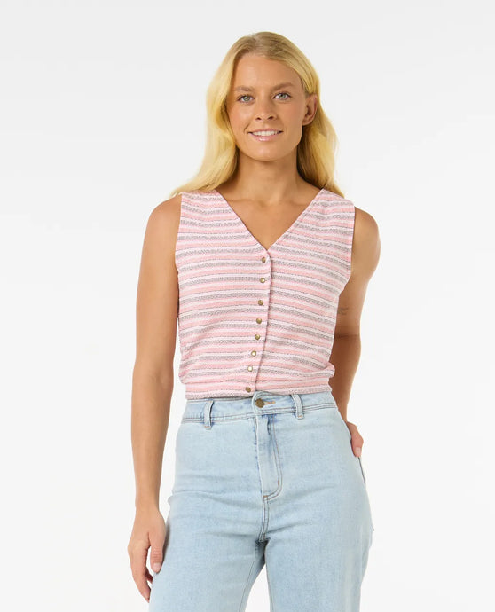Rip Curl Women's Sanza Waffle II Tank Top Red 0FNWTE-0040