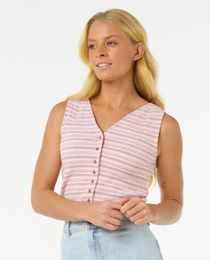 Load image into Gallery viewer, Rip Curl Women&#39;s Sanza Waffle II Tank Top Red 0FNWTE-0040
