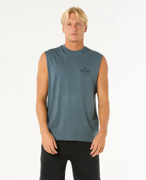 Rip Curl Men's Stapler Muscle Tank Top Pine Night 0JXMTE-2213