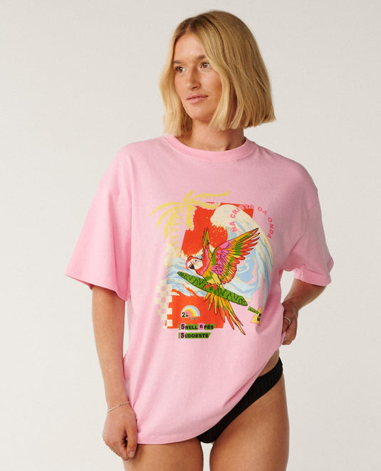 Rip Curl Women's Wave Crest Heritage Tee Pastel Pink 0NFWTE-0906