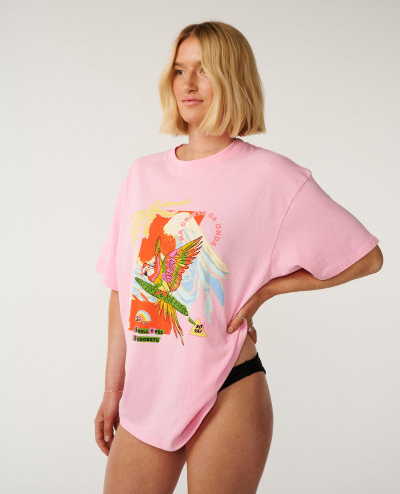 Load image into Gallery viewer, Rip Curl Women's Wave Crest Heritage Tee Pastel Pink 0NFWTE-0906
