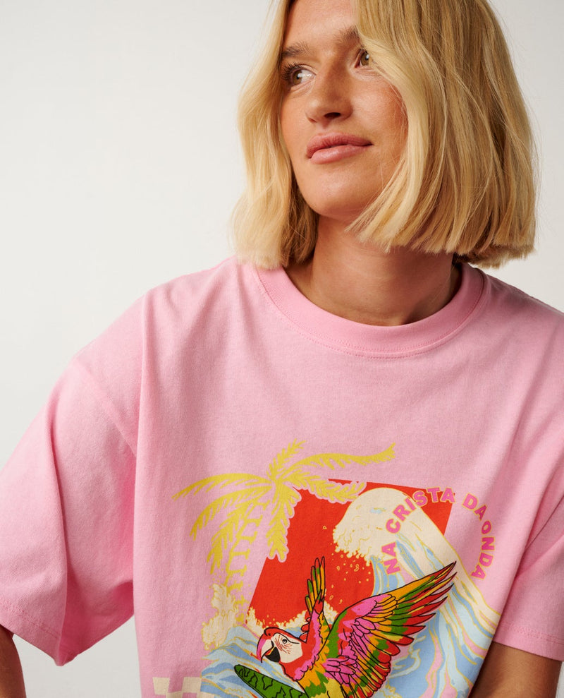 Load image into Gallery viewer, Rip Curl Women's Wave Crest Heritage Tee Pastel Pink 0NFWTE-0906
