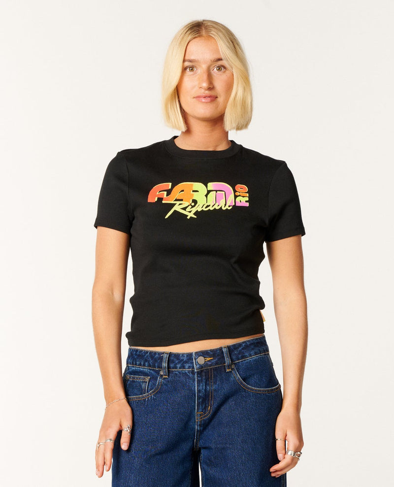 Load image into Gallery viewer, Rip Curl Women's Carioca Fitted Tee Black 0NGWTE-0090
