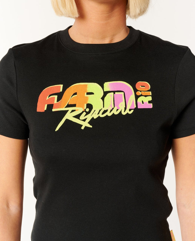 Load image into Gallery viewer, Rip Curl Women's Carioca Fitted Tee Black 0NGWTE-0090
