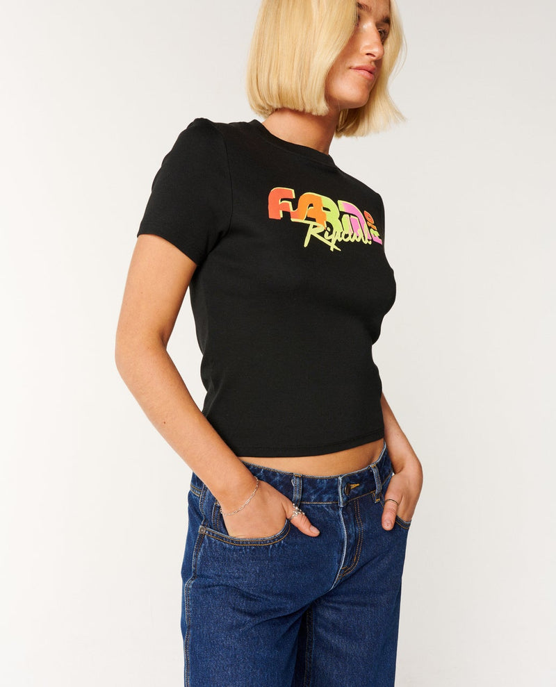 Load image into Gallery viewer, Rip Curl Women's Carioca Fitted Tee Black 0NGWTE-0090
