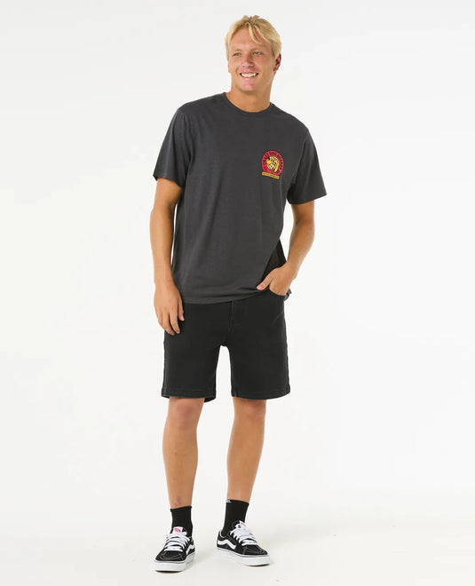 Rip Curl Men's Shaper Address Short Sleeve Washed Black 0Q7MTE-8264