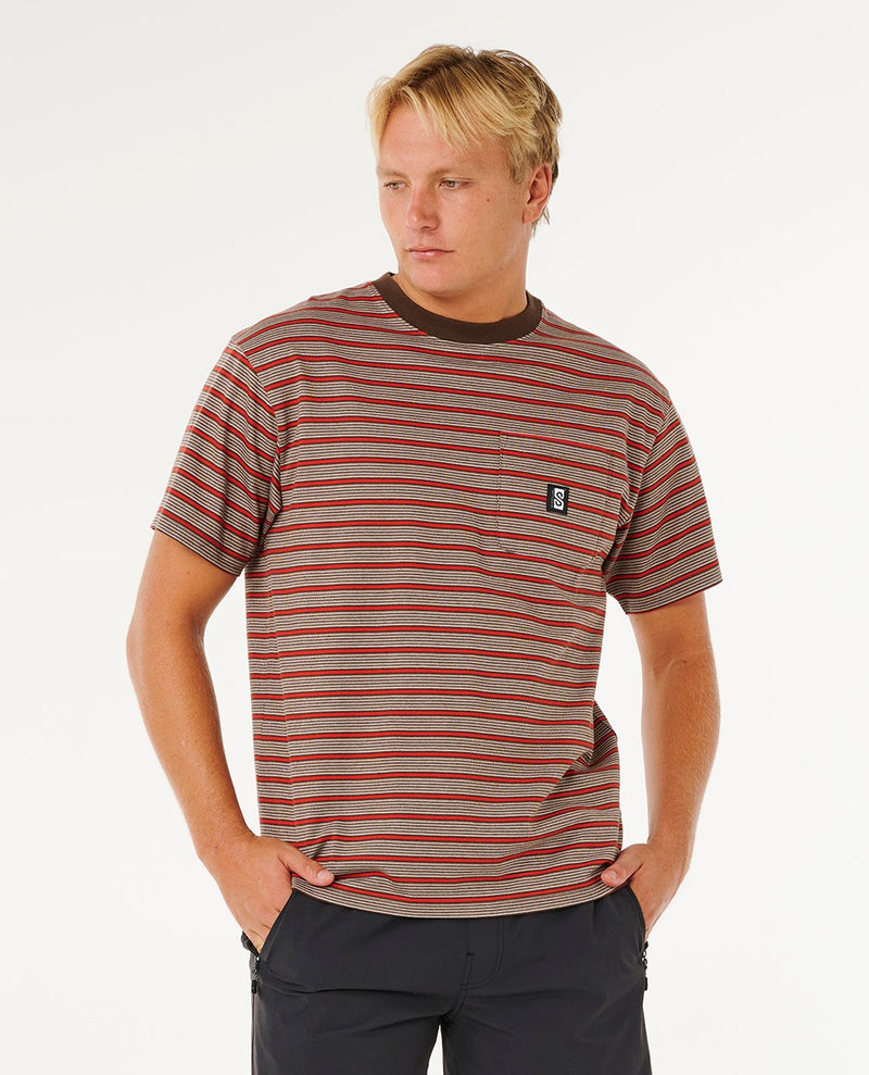 Load image into Gallery viewer, Rip Curl Men's Search Stripe T-Shirt Coffee 0THMTE-0005

