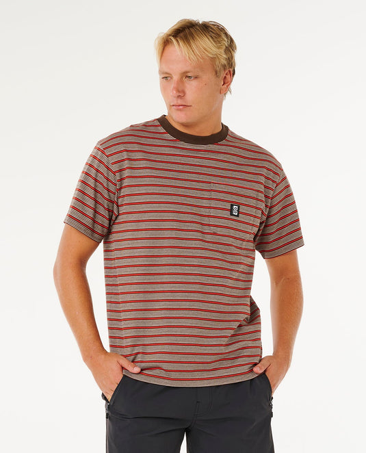 Rip Curl Men's Search Stripe T-Shirt Coffee 0THMTE-0005