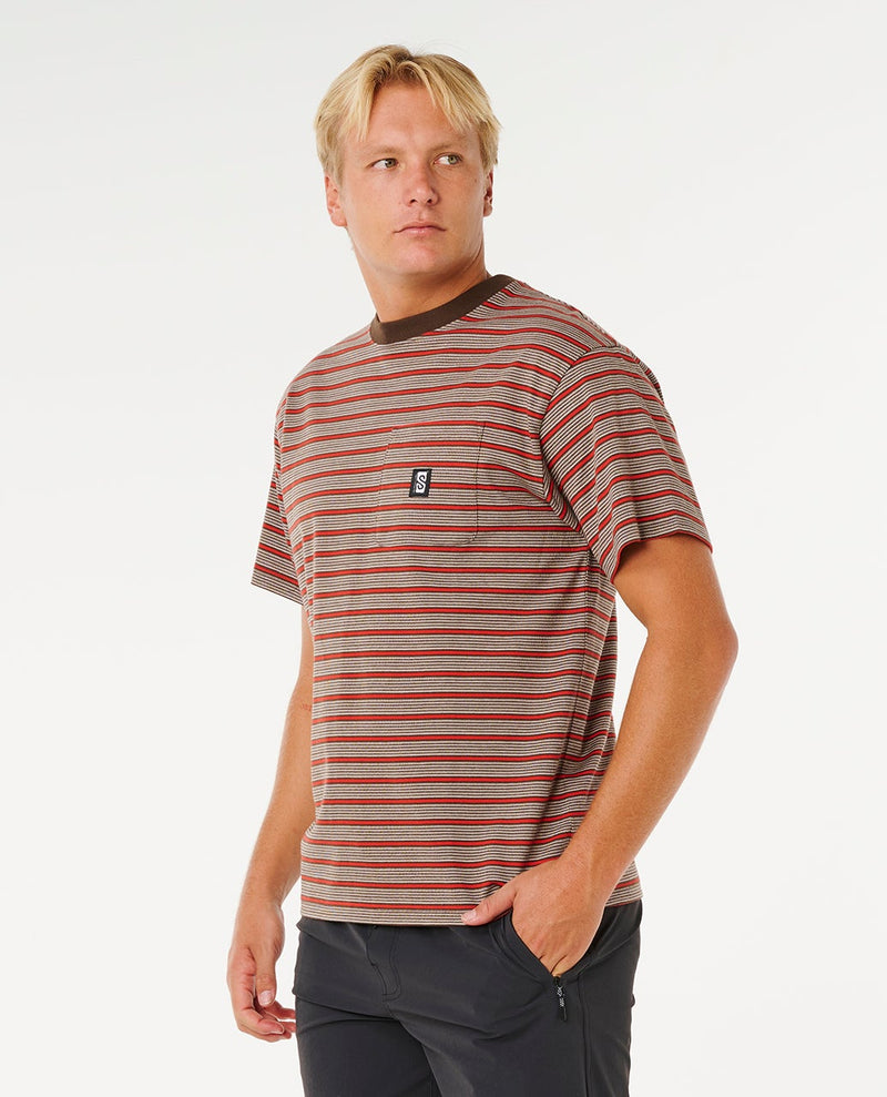 Load image into Gallery viewer, Rip Curl Men's Search Stripe T-Shirt Coffee 0THMTE-0005
