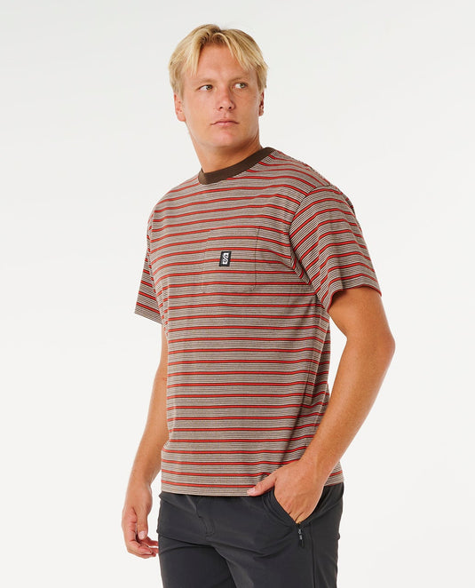 Rip Curl Men's Search Stripe T-Shirt Coffee 0THMTE-0005