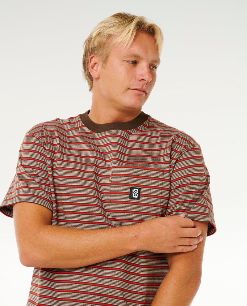 Load image into Gallery viewer, Rip Curl Men's Search Stripe T-Shirt Coffee 0THMTE-0005

