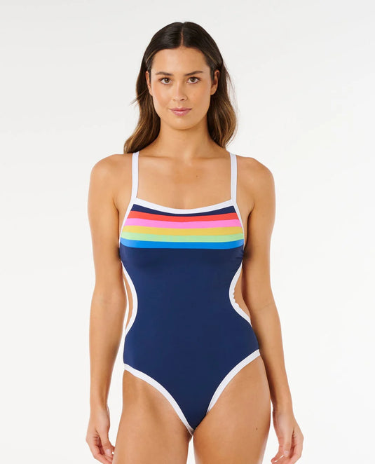 Rip Curl Women's Surf Stripe Cheeky One Piece Dark Navy 0VVWSW_0291