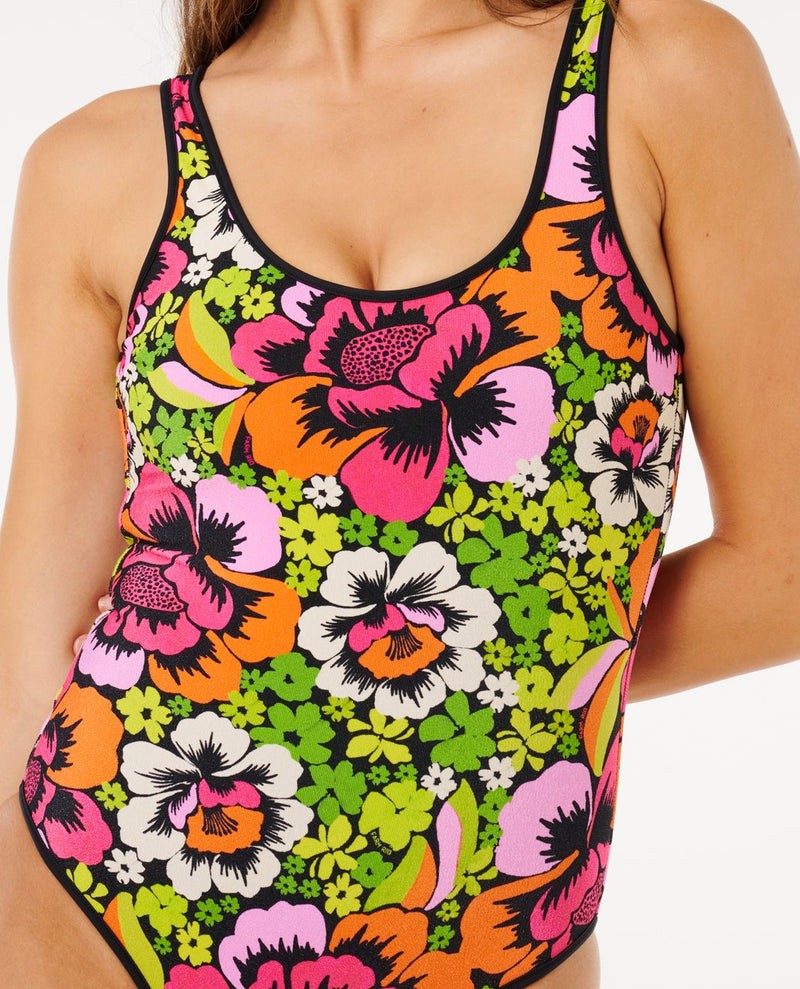 Load image into Gallery viewer, Rip Curl Women's Carioca Hi-Leg Reversible One Piece Swim Suit Bloom 0XMWSW-2846
