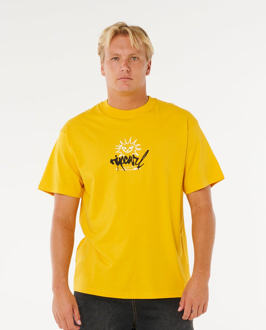 Rip Curl Men's Inner Visions Rotten Sun Loose T-Shirt Royal Yellow 0XUMTE-2827