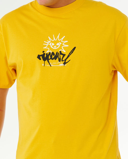 Rip Curl Men's Inner Visions Rotten Sun Loose T-Shirt Royal Yellow 0XUMTE-2827
