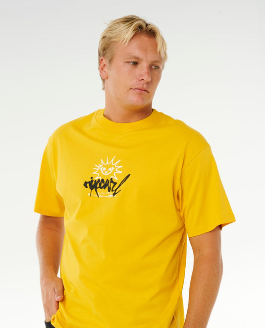 Rip Curl Men's Inner Visions Rotten Sun Loose T-Shirt Royal Yellow 0XUMTE-2827