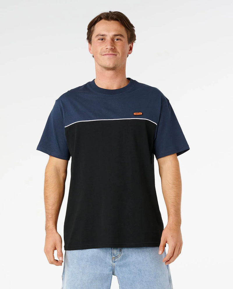 Load image into Gallery viewer, Rip Curl Men's Halfa Panel Beater T-shirt Black/Navy 0ZJMTE/3327
