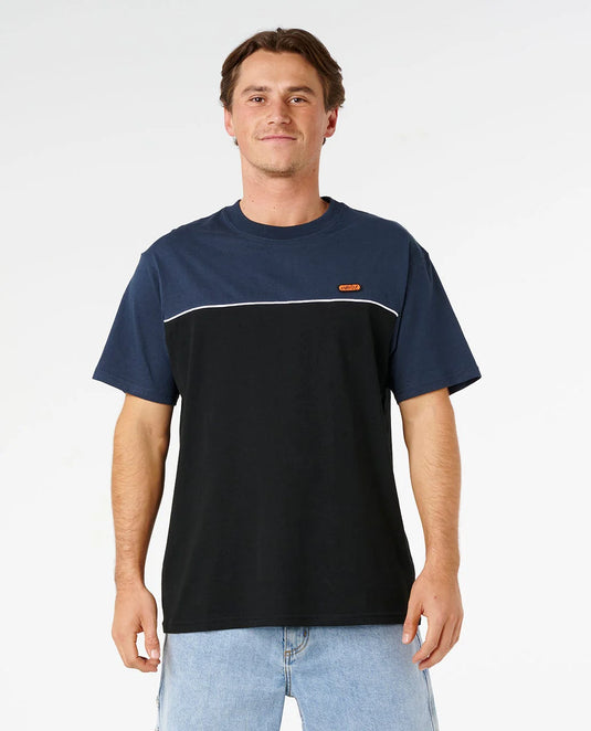 Rip Curl Men's Halfa Panel Beater T-shirt Black/Navy 0ZJMTE/3327