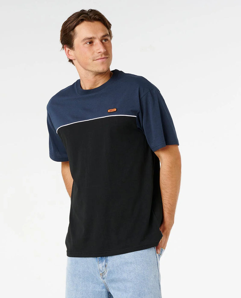 Load image into Gallery viewer, Rip Curl Men's Halfa Panel Beater T-shirt Black/Navy 0ZJMTE/3327
