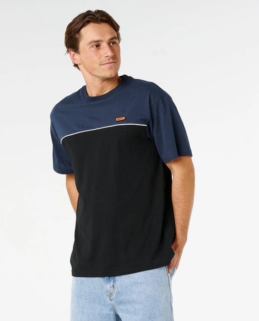 Rip Curl Men's Halfa Panel Beater T-shirt Black/Navy 0ZJMTE/3327