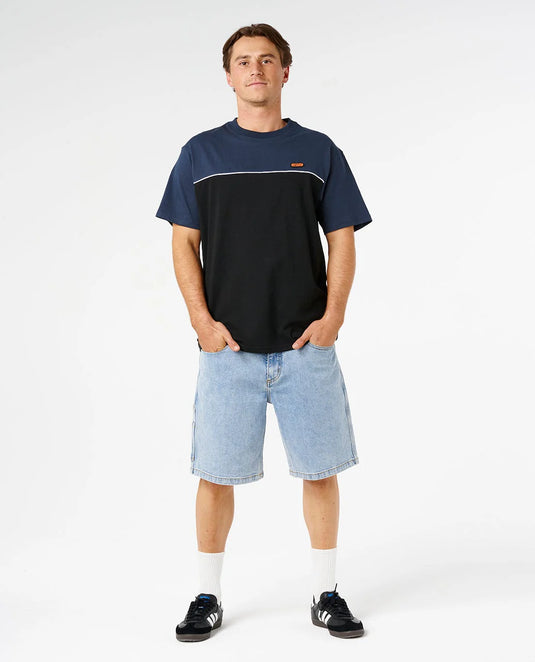 Rip Curl Men's Halfa Panel Beater T-shirt Black/Navy 0ZJMTE/3327