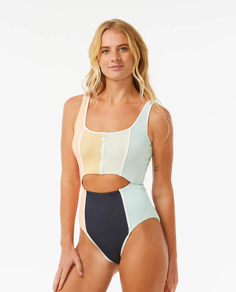 Load image into Gallery viewer, Rip Curl Women&#39;s Block Party Splice Good Coverage One Piece Multico 0E0WSW-3282
