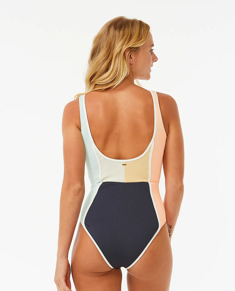 Load image into Gallery viewer, Rip Curl Women&#39;s Block Party Splice Good Coverage One Piece Multico 0E0WSW-3282

