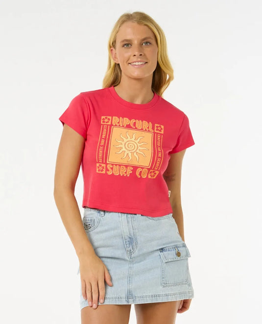 Rip Curl Women's Cala Fitted T-Shirt Red 0G0WTE-0040